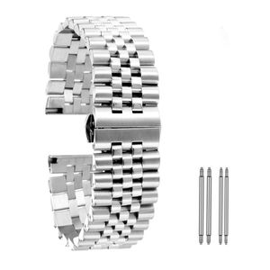 Haute qualité argent 20mm 22mm montre accessoire solide bande en acier inoxydable 5 perles bracelet de remplacement Bracelet de remplacement extrémités droites