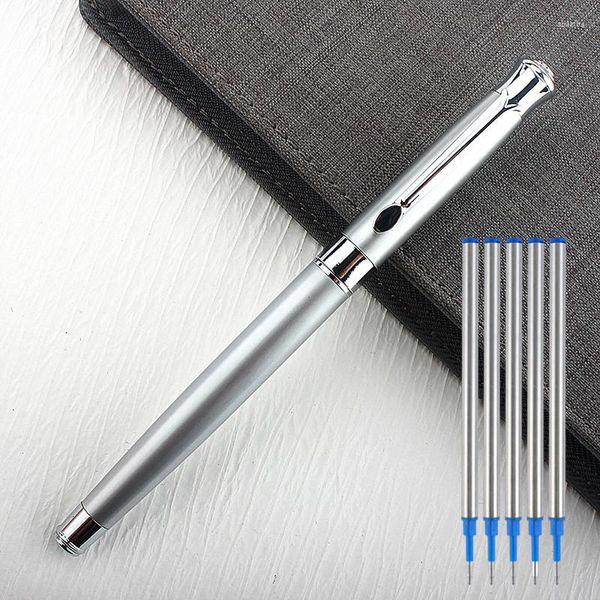 Accessoires argentés de haute qualité stylo roller en métal stylos à encre stylos à bille fournitures de bureau