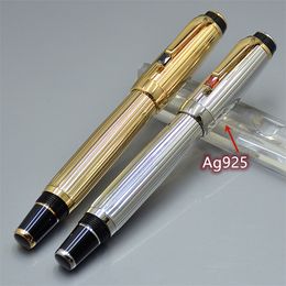 Silver / Gold Ag925 Roller Ball Pen / Fountain Pen van hoge kwaliteit met Gem Business Office Stationery Classic Writing Ball Pens cadeau