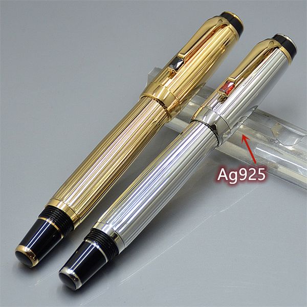 Haute qualité argent/or Ag925 stylo à bille roulante/stylo plume avec gemme bureau d'affaires papeterie classique écriture stylos à bille cadeau