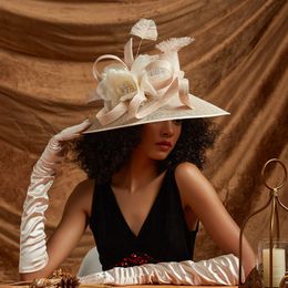 Sombreros de la iglesia Sinamay de alta calidad Camuflage Beauty Daily Fascinator Gat For Women Girls 240401