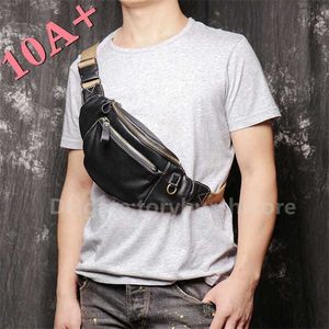 Bolsos de hombre de cuero hechos a mano de alta calidad, bandolera, motocicleta, negocios, capa de hombro frontal, cuero de vaca genuino, bolso de pecho de ocio, cintura 10A +