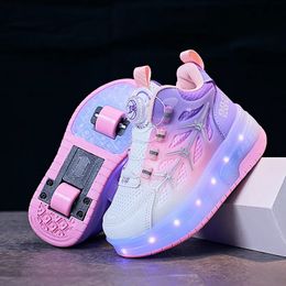 Chaussures de skate de haute qualité pour les enfants LED LED LUMIÈRE LUMINENT SALSKELS ENFANTS Deux roues Chaussures pour garçons filles avec USB Charge 240511