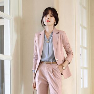 Hoge Kwaliteit Slanke vrouwen Suits Rok Set Herfst One Button Blazer Casual Broek Pak Temperament Office Sets 210527