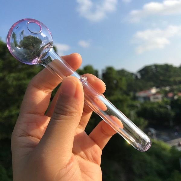 Tubo pequeño de alta calidad Tubos de apisonadora Tubo de mano de vidrio Embriagador Bong de vidrio Mini Tubos de quemador de aceite Burbujeador Accesorios para fumar