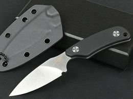 Hoge kwaliteit Kleine Survival Rechte Mes 7Cr13Mov Satin Blade Full Tang Black G10 Handvat Outdoor Hunting Messen met Kydex