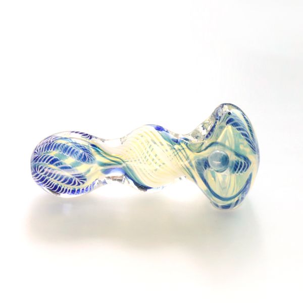 Tubo de humo de alta calidad Remolino azul Pistola de fumar de vidrio transparente Longitud 8 cm