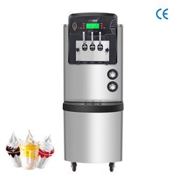 Máquina para hacer helados de servicio suave de alta calidad Máquina eléctrica de negocios con panel LCD Tres cabezales 3300W