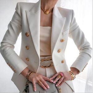 Haute qualité couleur unie Double boutonnage femmes Blazer mode costume col à manches longues Slim Blazer