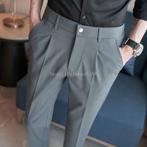 Pantalon de combinaison de couleur unie de haute qualité pour hommes Slim Fit Casual Business Dress Pantal