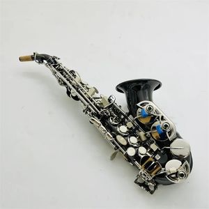 Hoge kwaliteit sopraansaxofoon B plat zwart vergulde professionele muziekinstrumenten met mondstukaccessoires gratis verzending