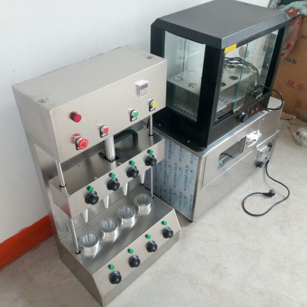 Máquina expendedora automática de conos de pizza con sombrilla de masa madre de alta calidad con 2 cabezales y horno giratorio