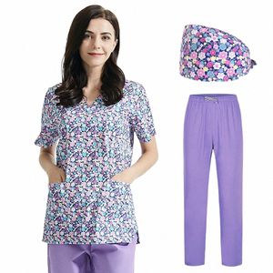 Uniformes de spa de alta calidad Unisex con cuello en V Cuidado de mascotas Institutis Scrubs tops Belleza Sal ropa de trabajo Scrubs mujeres ropa de trabajo X6Sw #