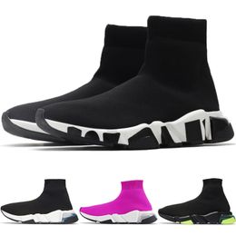 Hoogste kwaliteit Speed Trainer hardloopschoenen voor heren Clear Sole Socks Tretch Knit Women Sneakers