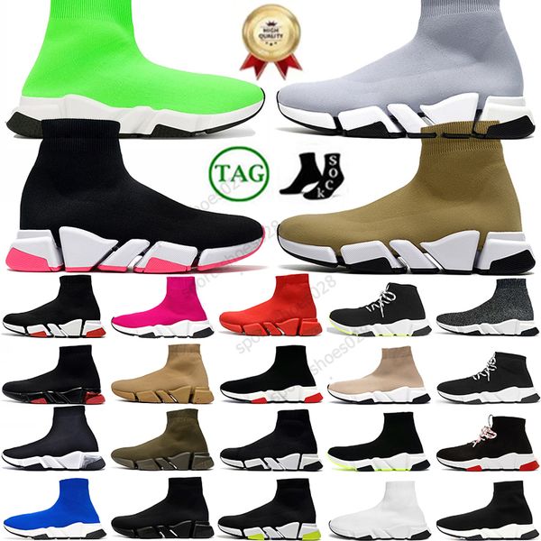 Haute qualité Speed ​​Trainer Designer Chaussettes Chaussures Boost Paris Lace Up Graffiti Triple Noir Blanc Gris Rose Plateforme Runner Sports Baskets Taille Extérieure EUR36-45