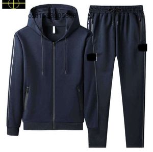 Spring et automne de haute qualité pour hommes survêtement en pierre de mode classique veste île Solid Sports Casual Sports est Land's Men's Two Piece Hooded Zipper Top2023