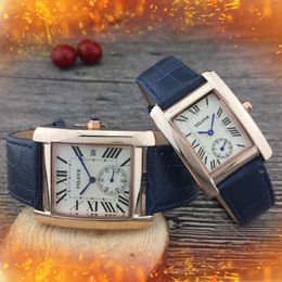 Montre d'affaires carrée de haute qualité pour hommes Couple amoureux de la mode cadeau mouvement à Quartz horloge bracelet en cuir Sports de plein air montre-bracelet étanche