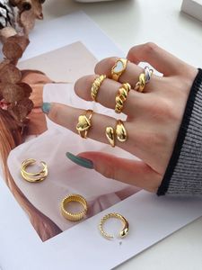 Hoge kwaliteit stapelring meisje vrouwen dikke sieraden verstelbaar 18K verguld 925 sterling zilveren sieraden ring voor vrouwen hiphop cadeau
