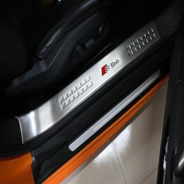 Acier inoxydable de haute qualité 2 pièces seuils de porte de voiture éraflure plaque de seuil plaque de protection de barre de décoration pour Audi TT 2008-2019258g