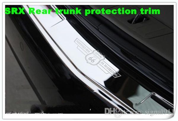 Placa decorativa de parachoques trasero de coche de acero inoxidable de alta calidad, barra protectora de placa protectora de maletero trasero con logotipo para Cadillac SRX 2010292v