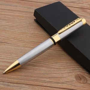 Haute qualité en acier inoxydable 250 stylo à bille étudiant métal pince dorée luxe filature stylos à encre papeterie bureau