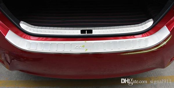 Plaque de décoration de coffre arrière de voiture en acier inoxydable de haute qualité 2 pièces (interne + externe), barre de protection contre les éraflures pour Toyota Corolla 2014-2017