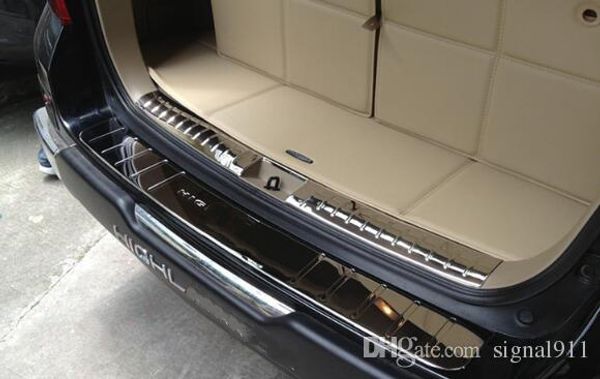Acier inoxydable de haute qualité 2 pièces (interne + externe) plaque de seuil de coffre arrière de voiture, plaque de protection de porte arrière pour Toyota Highlander 2009-2014