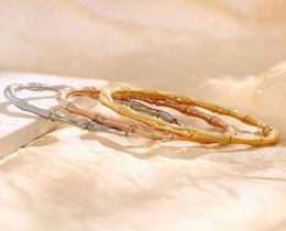 Bracelets en bambou en acier inoxydable de haute qualité et bracelets pour femmes titane rose gold bijoux girls girls girn girn toes8418426