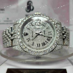 Roestvrij stalen staal Iced Out Moissanite Diamond VVS Clarity bezaaid analoge horloge groothandelsprijs