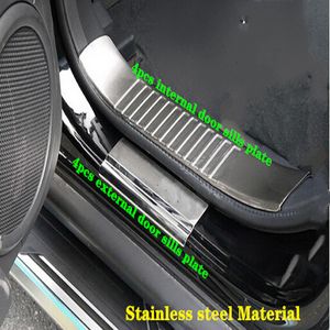 Matériau en acier inoxydable de haute qualité 8 pièces, plaque de protection contre les éraflures des seuils de porte, couvercle de plaque décorative de pédale pour Jeep Compass 2010 – 2015