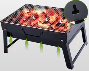 Parrilla de carbón, parrilla de barbacoa de humo ligero portátil plegable para barbacoa, mesa pequeña al aire libre