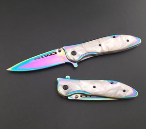 Roestvrijstalen roestvrijstalen regenboog titanium scherp mes tactisch vouwmeshars hendel geholpen pocket jagen redding overto5799873