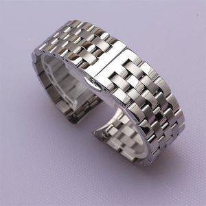 Bracelet en argent à extrémité en acier inoxydable de haute qualité Bracelet argenté 16 mm 18 mm 20 mm 22 mm 24 mm Solid Band pour les montres de marque Men New239Q