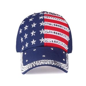 Casquette de Baseball à motif étoile de haute qualité, rivets imprimés pour femmes et hommes, drapeau américain, chapeaux Hip Hop