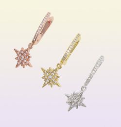 Déclaration de haute qualité Crystal Star Zircon Boucles d'oreilles pendantes pendantes flocon de neige élégantes 3 couleurs bijoux pour party5581790