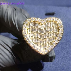 Bijoux de haute qualité en sterling bijoux personnalisés Moisanite VVS Lab Diamond Hip Hop Heart Anneau