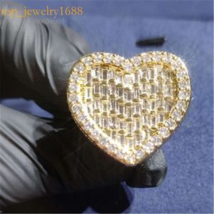 Hoogwaardige sterling sier aangepaste sieraden moissanite vvs lab diamant hiphop hartring