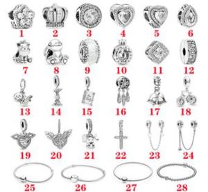 Breloque Pandora en argent sterling de haute qualité, série blanche, sucette, ours, aile d'ange, bracelet, perles, pendentif