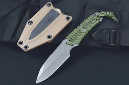 Cuchillo recto de alta calidad, cuchillo de hoja fija, hoja de acero 440C, mango de Paracord, cuchillo de caza recto de supervivencia al aire libre, funda de ABS