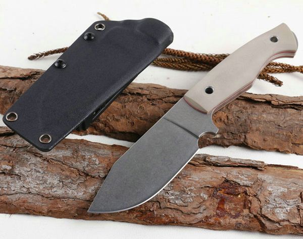 Couteau droit de survie solide de haute qualité D2 lame de lavage de pierre pleine Tang sable G-10 poignée couteaux à lame fixe avec Kydex