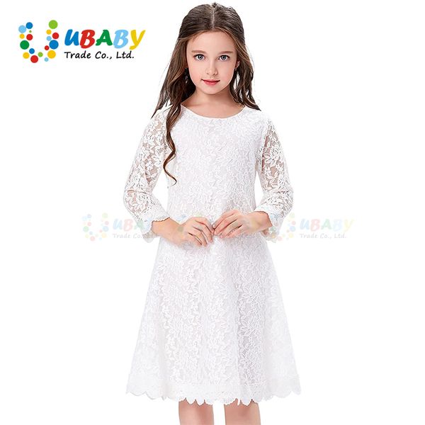 Haute Qualité D'été Bébé Filles Blanc Robes De Mariée Coréenne Enfants Vêtements Fête D'anniversaire Dentelle Princesse Robe pour Gilrs Kid