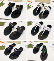 Hoge kwaliteit zomermode sandalen, klassieke heren- en damesslippers met platte band, ontwerp maat 35-42, met doos en boodschappentas