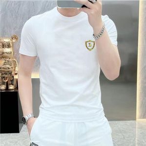 Camisas de perforación caliente casual para hombres de verano de alta calidad Camisetas clásicas de stlye brillo espumoso camisetas de moda masculina pluz tamaño de mangas de mangas cortas