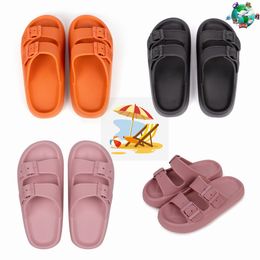 Haute qualité été nouvelle plate-forme pantoufles hommes femmes sandales en cuir chaussures plates confortables en plein air noir rose pantoufles de plage