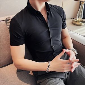 Haute Qualité Summer Short Skourve Tuxedo Shirts pour hommes Vêtements 2022 Slim Fit Drapé décontracté Non Trace Camisas de Hombre
