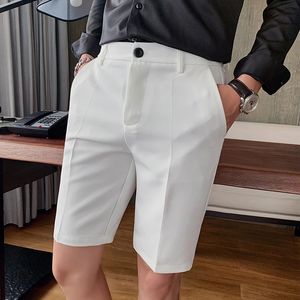 Hoogwaardige zomerpak Shorts Men Kleding mode eenvoudige casual korte broek formele knielengte 240506