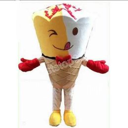 Traje de mascota de helado de helado de alta calidad Simulación de rendimiento Personaje de tema de anime de dibujos animados Adultos Tamaño Traje de traje de publicidad al aire libre de Navidad