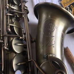 Hoge kwaliteit Super Action R54 Saxofoon Antiek koperen Alt Volledige bloem Eb Tune Model E Platte Sax met Rietkoffer Mondstuk Profes275S