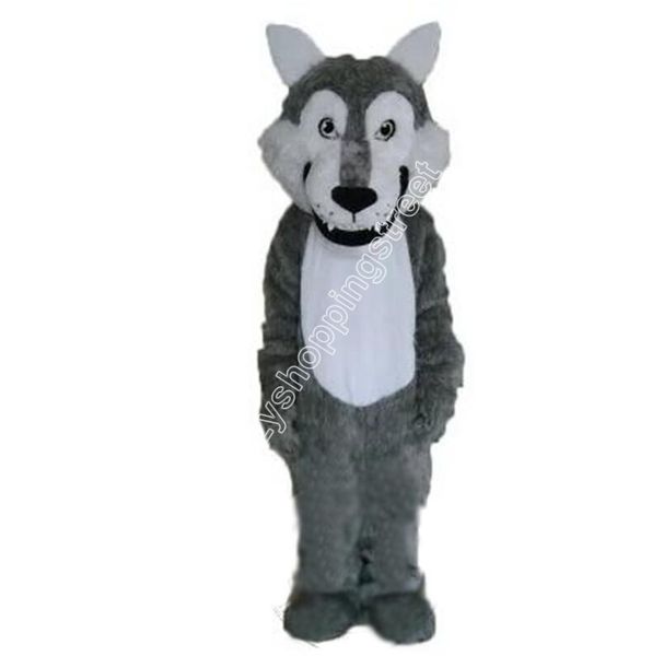 Haute qualité Super personnalisé taille adulte gris loup mascotte Costume fourrure costumes fête Anime peluche costume jouer Costume