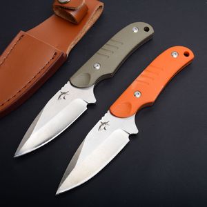 Couteau droit de survie de haute qualité D2 lame en satin G10 poignée couteaux à lame fixe avec gaine en cuir outils EDC extérieurs